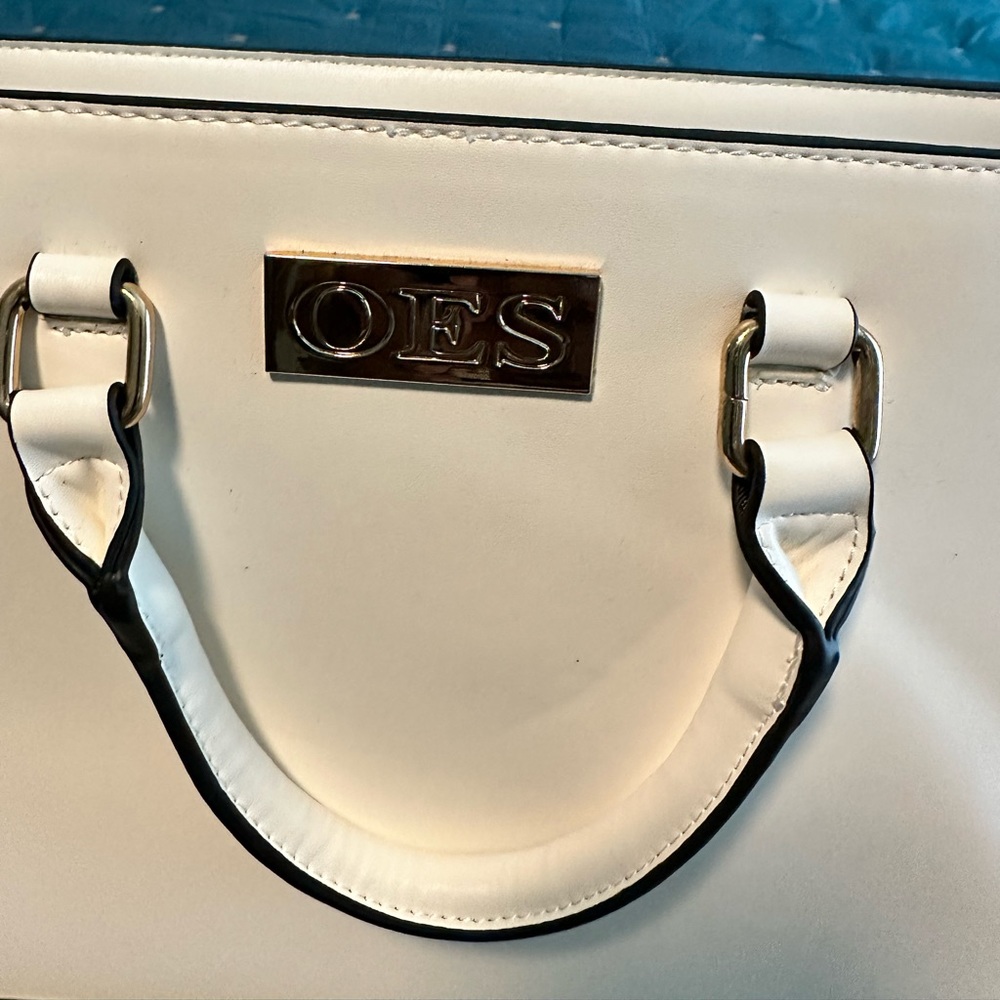Faux leather white OES satchel